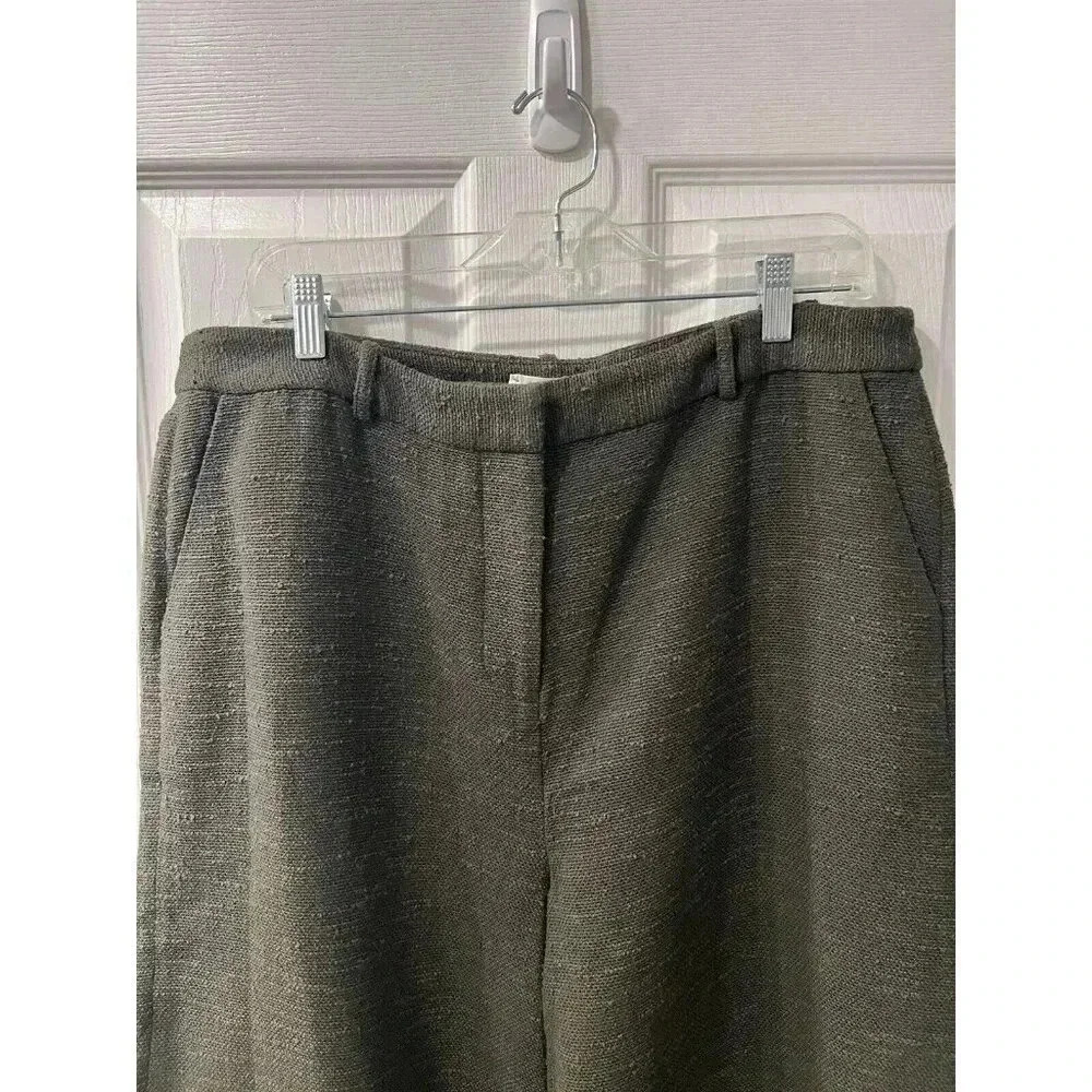 L’Agence Pilar Green Cotton Boucle Wide Leg Pants Size 16 Business NWT - Picture 4 of 8